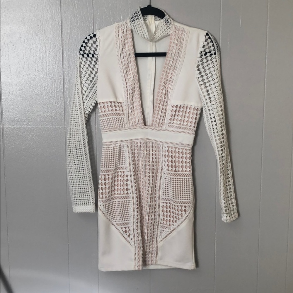 Crochet V-neck Style Mini Dress